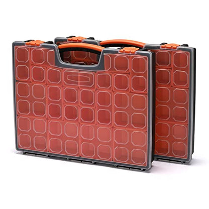 EMENTOL 2PCS Multi-Purpose Portable Organizer Box Set with 44-Removable Compartments, 2 Pieces Professional Boxes with Dimension 16.2"L*13"W*2.3"H (Pack of 2) - size: 2 PCS (Pack of 2)