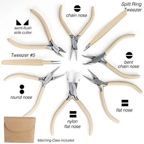The Beadsmith Fashion Color Pliers, Jewelry Making Supply Set of 8 - color: Desert Beige