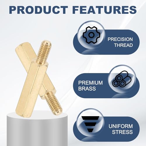 PATIKIL 50 Pcs Male to Female Thread Spacer Screws M3 x 16mm + 6mm Brass Hex Standoff PCB Motherboard Spacer Screw Nut for Drone Quadcopter Computer Electronic Projects Circuit Board - size: M3 x 16mm + 6mm