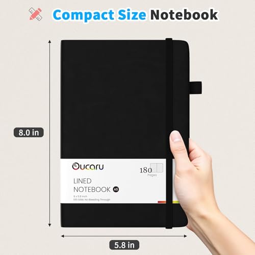 Oucaru 2 Pack A5 Lined Journal Notebook for Writing, 180 Pages - color: Black & Black, size: 2 Pack