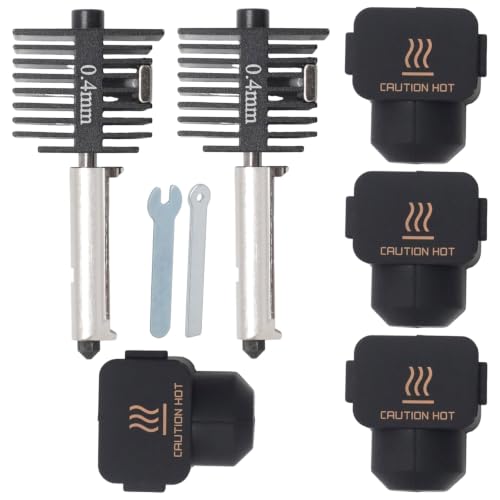 Hotend Kit Replacement for Bambu Lab A1/A1 Mini, Includes 2 Sets of 0.4mm Hardened Steel Nozzles, 4 Silicone Socks & 2 Wrenches, Quick-Swap Hot End & Extruder Accessories