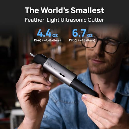 HOZO NeoBlade Wireless Ultrasonic Cutter – 40kHz Vibration & 40W Auto Power Adjustment, Replaceable Battery, Turbo Cooling, 2 Cutting Modes – For 3D Printing, Woodworking, Prototyping,Model Mods & DIY