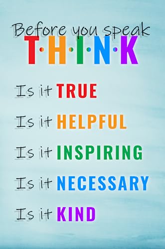 12x18 Homeroom Educational Poster, Inspirational & Motivational, Stylish Classroom Wall Decor, Heavy Duty Class Rules - color: Think B4 U Speak