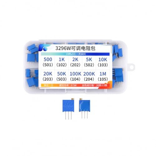 10 Values 3296W Precision Potentiometer Kit, 500-1M Ohm Variable Resistors - color: 3296W 10Values