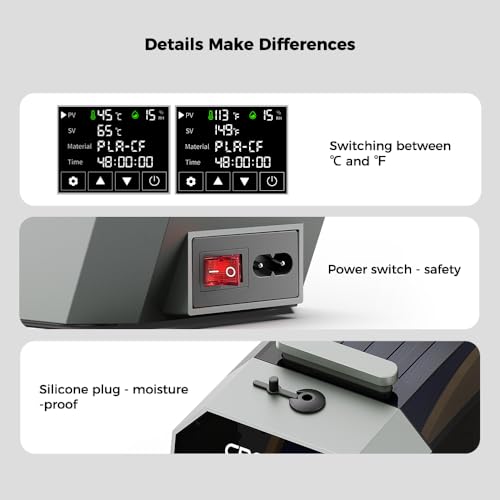 Creality Official Space PI Filament Dryer，3D Printer Filament Dryer Box with 360° 110W PTC Hot-Air Heating, Upgraded Filament Dehydrator Storage Box Support Nylon ABS PETG PLA TPU 1.75/2.85mm