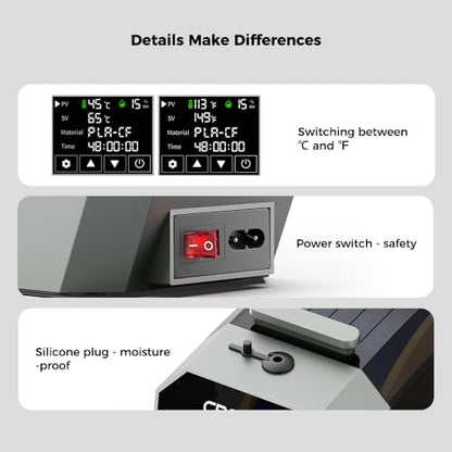 Creality Official Space PI Filament Dryer，3D Printer Filament Dryer Box with 360° 110W PTC Hot-Air Heating, Upgraded Filament Dehydrator Storage Box Support Nylon ABS PETG PLA TPU 1.75/2.85mm