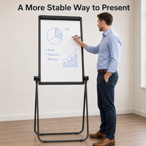 U Stand White Board Easel, 36x24 Double Sided Magnetic Dry Erase Board - size: 36"W x 24"H