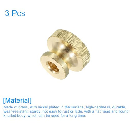 uxcell Knurled Thumb Nuts, 3Pcs M8 x D23mm x H16mm Brass High Head Through Hole with Collar High Head Through Hole Round Knobs Fasteners for 3D Printer Parts, Machine Tools - size: M8 x D23mm x H16mm
