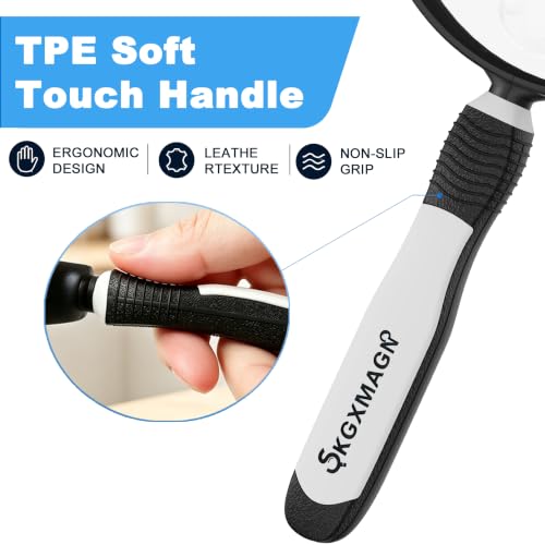 10X Large Magnifying Glass for Reading, 5.1" Handheld Magnifier