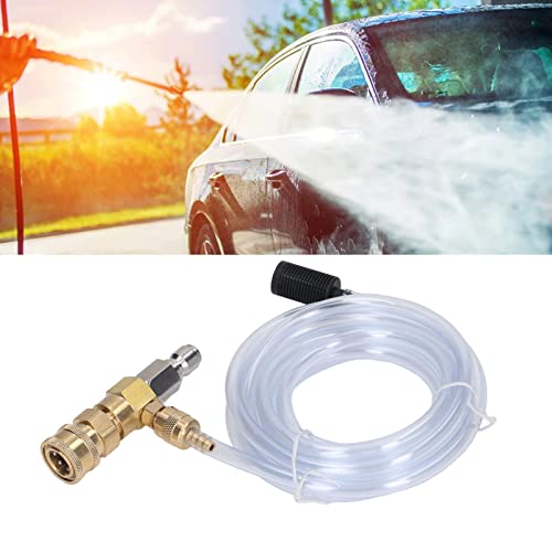 Brass Chemical Injector Kit High Pressure Washer for Pressure Washer 5000PSI Adjustable Downstream Injector with 9.8ft Tube, a 1/4 Inch Black Soap, 65° Spray Angle Nozzle, 3/8 Inch Quick Connector