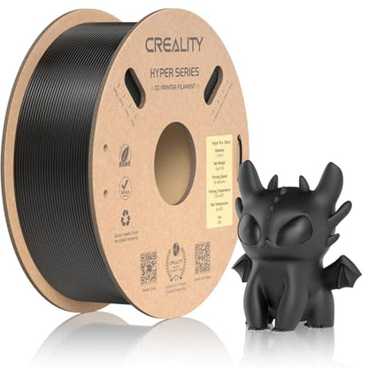 Official CREALITY Hyper PLA Filament 1.75mm, High Speed PLA 30-600mm/s Rapid 3D Printer Filament, Dimensional Accuracy +/-0.02mm, Fit Most FDM 3D Printers, 1KG(2.2lbs) Spool Black - color: Black