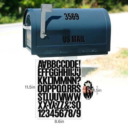 Letter Stickers,Mailbox Numbers,1.5 Inch Waterproof Vinyl Alphabet - color: Black, size: 1.5 Inch