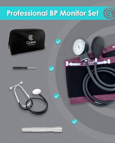 Blood Pressure Cuff Manual with Stethoscope & Penlight for Nurses - color: Red, style: With Basic Stethoscope & Penlight