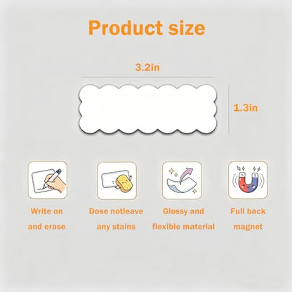 Dry Erase Magnetic Labels, 3.2 x 1.3 Inches, 54 Pack