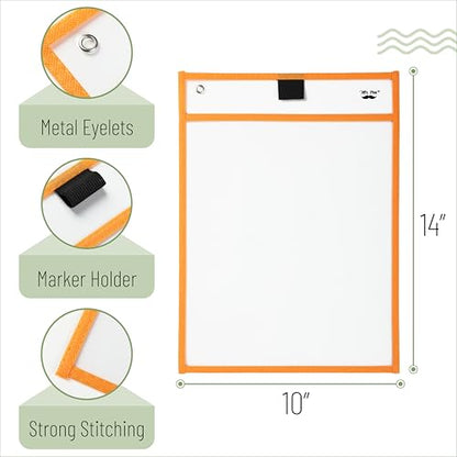 Mr. Pen- Reusable Dry Erase Pocket Sleeves, 10" x 14", 12 Pack, Colorful - color: Autumn, size: 12 Pack