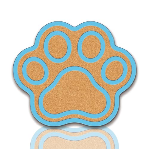 CRASPIRE Pin Cork Board Paw Print Framed Bulletin Display Badge Blue Wood Decorative Corkboard 10.4x9.8In Wall Mounted Memory Memo Brooch Lapel Holder Storage for Home Office School Classroom Wedding - style: Blue Paw Print