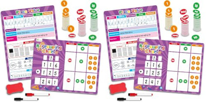 Regrouping Base Ten Place Value, Addition and Subtraction Math Manipulatives for 1st 2nd 3rd Grade, Double Sided Magnetic Dry Erase Board for Kids Classroom Must Haves Homeschool Supplies (Pack of 2) - size: Extra Large (Pack of 2)