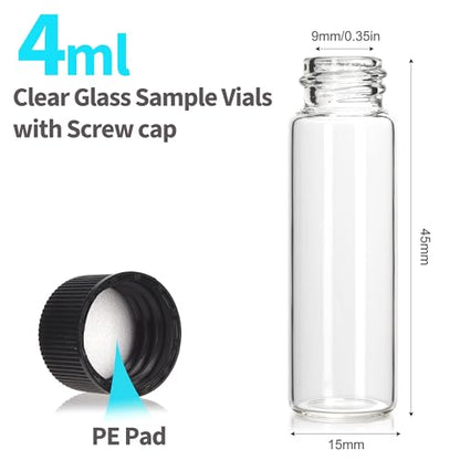 BIGLEE 100PCS 4ML Clear Small Glass Vials with Screw Caps - color: Clear, size: 4ML-100PCS