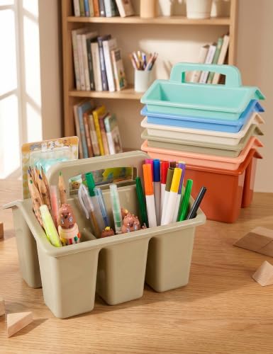 6 Pack Classroom Caddy Organizer with Handle, Table Caddy Classroom - color: Morandi