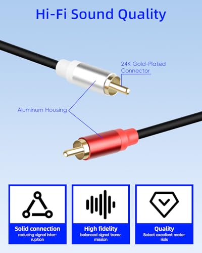 GELRHONR 2RCA to 2RCA Cable,Short 2RCA Male to 2RCA Male Stereo Audio Cable - color: M to M