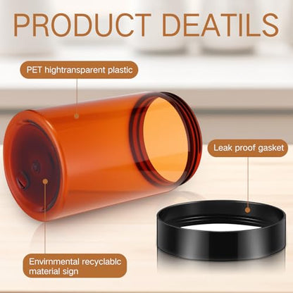 Patelai 4 Pcs Plastic Jars with Lids, Amber, 12 oz, Wide Mouth - color: Amber, size: 12 oz
