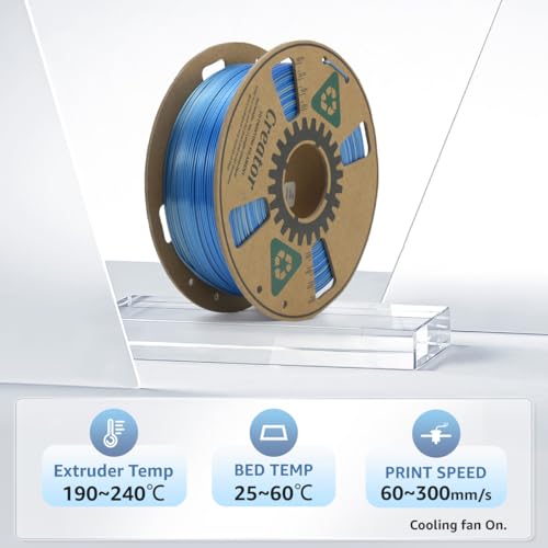 Creator Silk PLA Dual Color Filament 1.75mm +/- 0.02mm, Silver Blue Silk PLA 3D Printer Filament, Shiny and Glossy, Silk Texture, Color Changing 3D Printing Filament 1kg Spool - color: Silk Silver Blue