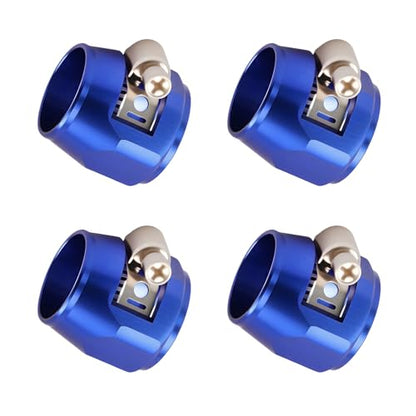 Aluminum Hose End Finisher Clamp, Universal Fit, Red Chrome Finish, 4pcs Set for Stainless Steel and Rubber Hoses, Model (Blue, 10AN) - color: Blue, size: 10AN