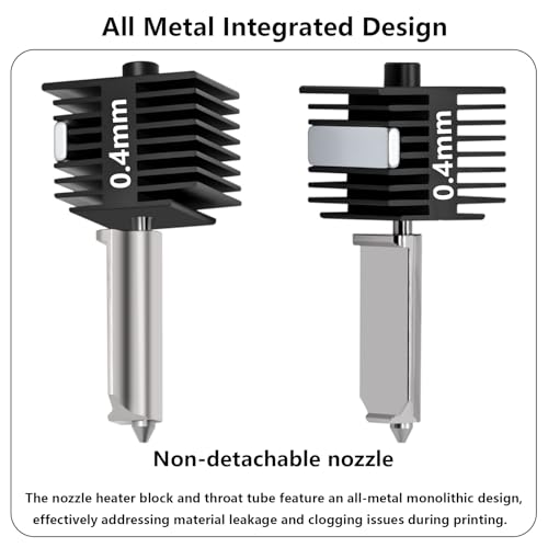 A1 Mini/A2L Hardened Steel Hotend Kit, 3D Printer Print Head Hot End Heating Block Kit with 0.4mm Leak-Proof Integrated Nozzle and Silicone Sock for Bambu Lab A1/A1 Mini/A2L - size: 0.4mm