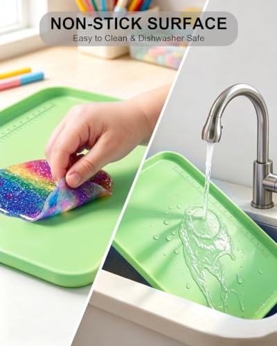 Silicone Mats for Crafts, 12" x 19" Waterproof Non-Slip Playdoh Mat - color: Green, size: 19"x12"