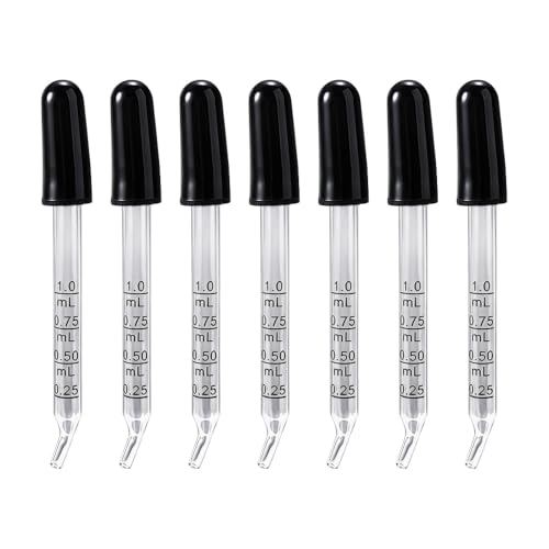 7Pcs Glass Scale Dropper Rubber Head Scale Pipette Dropper Essential Oil Bottle Straw Multi-purpose Droppers for School Home - size: Elbow