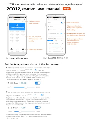 2CO12-5，Weather Stations Wireless Indoor Outdoor Thermometer & Smart WiFi with Phone App, 5 sensors Temperature and Humidity Monitor & Store Data for 1 Year, Temperature Alarm.
