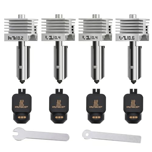 4PCS 0.2/0.4/0.4/0.6MM Hotend Kit for Bambu Lab P2S/A1/A1MINI//H2S/X2D/A2L - color: silver, size: 0.2mm+0.4mm+0.4mm+0.6mm