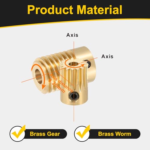 uxcell Worm Gear Set 15T 0.5 Module 15:1 Reduction Rate, Right Rotation Drive Gear Box Wheel Reduce Transmission Part (Brass Gear-3mm Bore, Brass Rod 6mm Bore) - size: Gear-3mm, Rod-6mm Bore, style: 0.5M-15T