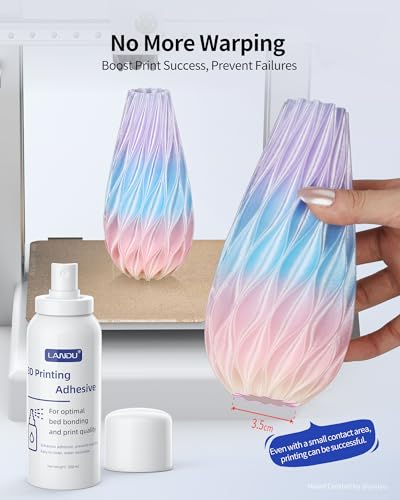 LANDU 3D Printing Adhesive, 3D Printer Build Plate Bed Adhesive Glue Reduces Warping for ABS, ASA, PLA, and PETG Filament Suitable for Various 3D Printing Beds, 3D Glue for 3D Printing - 2×150ml - size: 2 PACK