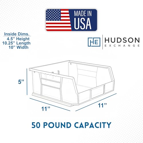 HE HUDSON EXCHANGE 11" x 11" x 5" (6 Pack) Plastic Stackable Storage Bin, Clear - color: Clear, size: 6 Pack
