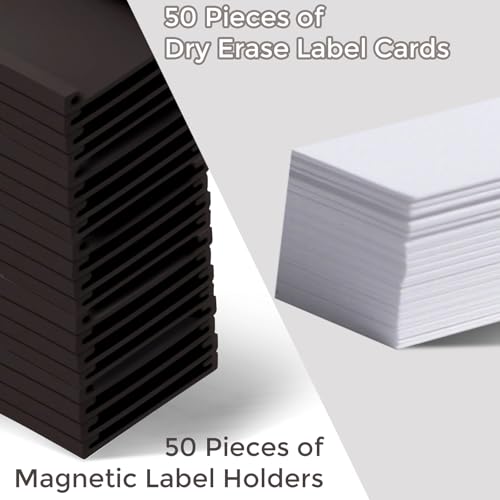 50 Pack 'C' Channel Magnetic Label Holders (1" x 2") - size: 1" x 2"