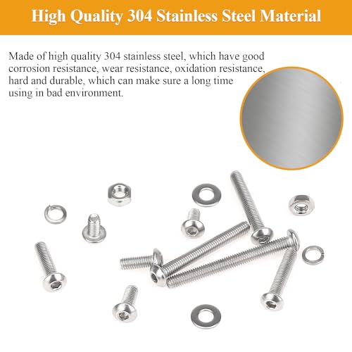 546 Pieces M3 Screws Nuts Washers Set, Sutemribor M3 x 6/8/12/16/20/25/30mm Button Head Socket Cap Screws Nuts Washers Assortment Kit, 304 Stainless Steel, Fully Threaded - size: M3, style: Button Head