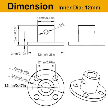 4PCS 12mm Shaft Coupler, Rigid Flange Coupling Connector - size: 12mm 4Pcs