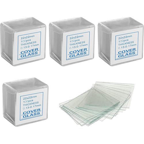 22x22mm Microscope Cover Slips, 500 Pieces (5 Packs), Premium Optical Glass, for Student Lab, Education & Biological Specimen Viewing