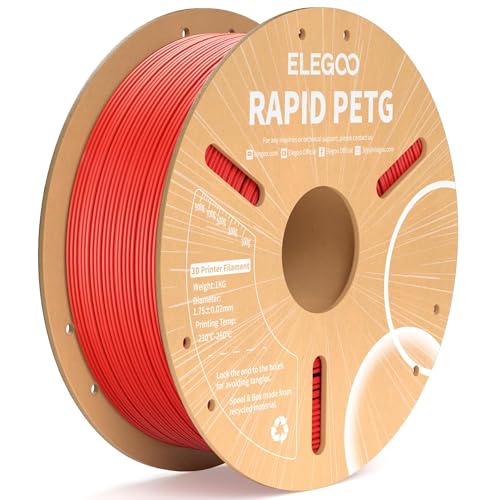 ELEGOO Rapid PETG 3D Printer Filament 1.75mm Red 1KG - color: 1kg Red