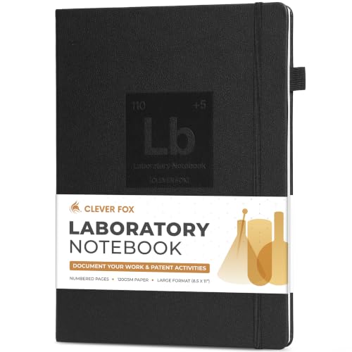 Clever Fox Laboratory Notebook, Lab Notebook, Chemistry Research, Black - color: Black