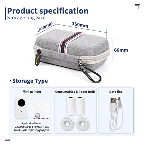 Phomemo P21 Label Maker Case, D30 D30D D35 Waterproof Storage Bag - color: Gray, style: 1 Case