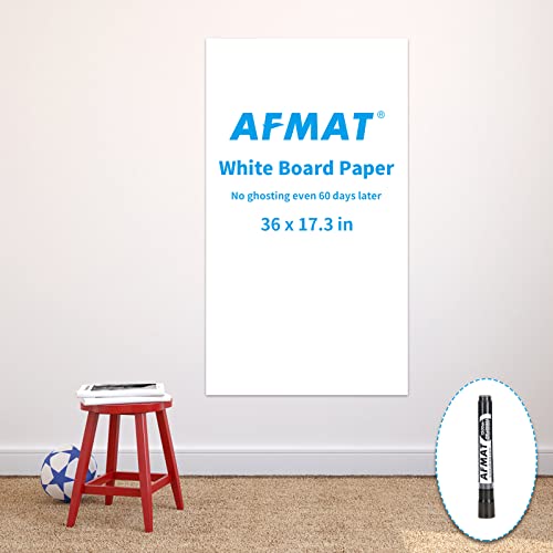 AFMAT Whiteboard Sticker, 17.3" x 36" Dry Erase Wallpaper, Peel and Stick White Board for Wall, Stain-Proof Whiteboard Contact Paper Roll, Dry Erase Board Stick on for Office/Classroom, 1 Marker WS40 - size: 1.44x3 FT