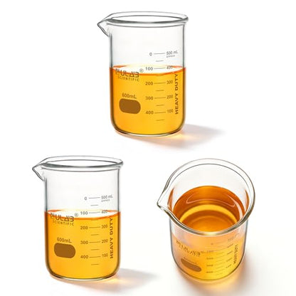 ULAB Scientific Glass Beakers, Vol. 600ml, 3.3 Borosilicate Griffin Low Form with Printed Graduation, Pack of 3, UBG1039 - style: Vol.600ml, Pack of 3