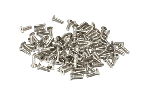 iexcell 100 Pcs M2.5 x 9mm Thread Pitch 0.45 mm Stainless Steel 304 Hex Socket Flat Head Cap Screws Bolts Kit - size: M2.5 x 9mm