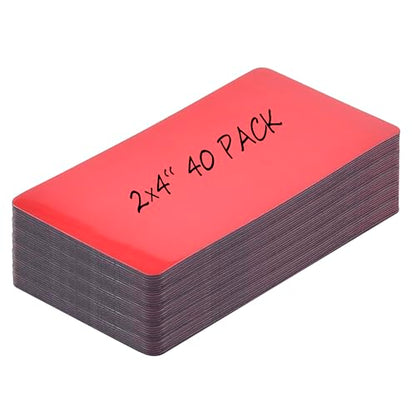 Realth Dry Erase Magnetic Labels Red 2'' × 4'' 40 Pcs Reusable - color: Red, size: 2'' × 4''