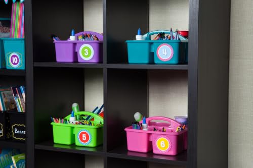 Teacher Created Resources Teal Portable Plastic Storage Caddy 6-Pack for Classrooms, Kids Room, and Office Organization, 3 Compartment