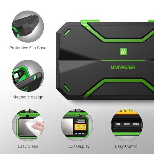 UNIWEIGH Digital Pocket Scale 200g/0.01g, Digital Scale Grams Precision - color: Fluorescent Green