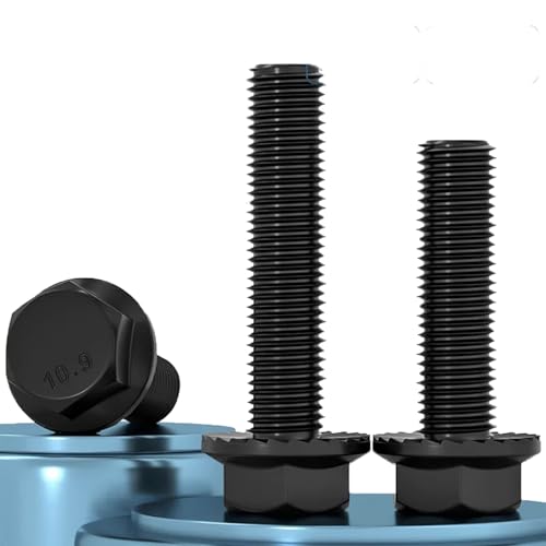 M8-1.25 x 40 mm Flanged Hex Head Bolts Flange Hexagon Screws, Full Thread, Alloy Steel, Zinc Plated, Quantity 15 - size: M8 x 40