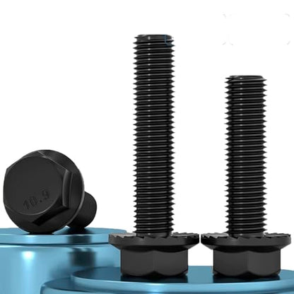 M6-1.0X 30 mm Flanged Hex Head Bolts Flange Hexagon Screws, Full Thread, Alloy Steel, Zinc Plated, Quantity 20 - size: M6 x 30